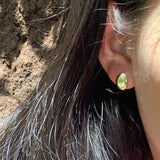 Green Peridot 925 Sterling Silver Stud Earrings for Women
