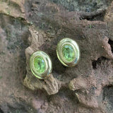 Green Peridot 925 Sterling Silver Stud Earrings for Women