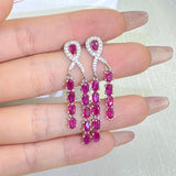 Noble Ruby Geometric Water Drop Diamond Stud Earrings Wedding Gift