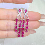 Noble Ruby Geometric Water Drop Diamond Stud Earrings Wedding Gift