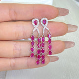 Noble Ruby Geometric Water Drop Diamond Stud Earrings Wedding Gift