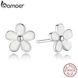 925 Silver Daisy Stud Earring Enamel CZ