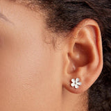 925 Silver Daisy Stud Earring Enamel CZ