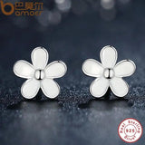 925 Silver Daisy Stud Earring Enamel CZ