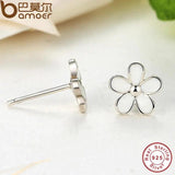925 Silver Daisy Stud Earring Enamel CZ
