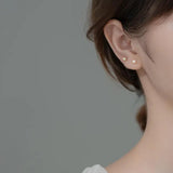 Trustdavis 925 Silver Freshwater Pearl Stud Earring Wedding Jewelry