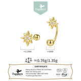 925 Silver Star Zircon Screw Stud Earrings - Wedding Fine Jewelry