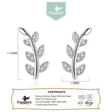 Davis 925 Sterling Silver CZ Leaf Stud Earrings for Women