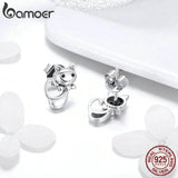 925 Silver Sticky Cat Small Stud Earrings for Women