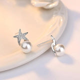 925 Silver Starfish Pearl CZ Stud Earrings