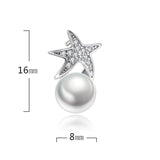 925 Silver Starfish Pearl CZ Stud Earrings