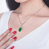 Green Chalcedony Pendant Necklace Tibetan Silver Jewelry