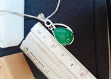 Green Chalcedony Pendant Necklace Tibetan Silver Jewelry