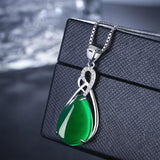Green Chalcedony Pendant Necklace Tibetan Silver Jewelry