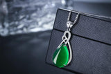 Green Chalcedony Pendant Necklace Tibetan Silver Jewelry