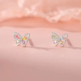 QINHONG Zircon Butterfly Pendant Necklace Set Sterling Silver 925 Party Gift