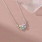 QINHONG Zircon Butterfly Pendant Necklace Set Sterling Silver 925 Party Gift