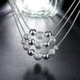 925 Silver Christmas Bead Necklace Earrings Set
