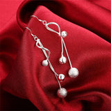 925 Silver Christmas Bead Necklace Earrings Set