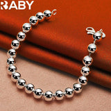 925 Silver Beads Chain Bracelet Necklace Set Wedding Party Charm Jewelry