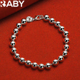 925 Silver Beads Chain Bracelet Necklace Set Wedding Party Charm Jewelry