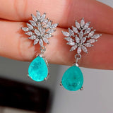 925 Silver Paraiba Gemstone Snowflake Set for Women