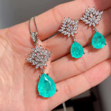 925 Silver Paraiba Gemstone Snowflake Set for Women