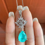 925 Silver Paraiba Gemstone Snowflake Set for Women