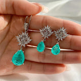 925 Silver Paraiba Gemstone Snowflake Set for Women