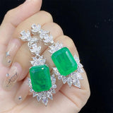 Vintage Emerald & Tourmaline Jewelry Set 925 Silver Ring/Earring/Pendant