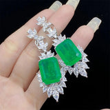 Vintage Emerald & Tourmaline Jewelry Set 925 Silver Ring/Earring/Pendant