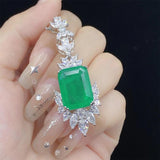 Vintage Emerald & Tourmaline Jewelry Set 925 Silver Ring/Earring/Pendant