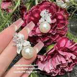 Freshwater Pearl Jewelry Set 925 Silver Zircon Flower Wedding Set