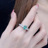 925 Silver Emerald Engagement Set Rings and Necklace for Women Wedding Gift