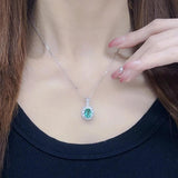 925 Silver Emerald Engagement Set Rings and Necklace for Women Wedding Gift