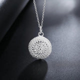 925 Silver Round Necklace Earrings Set Retro Style Wedding Party