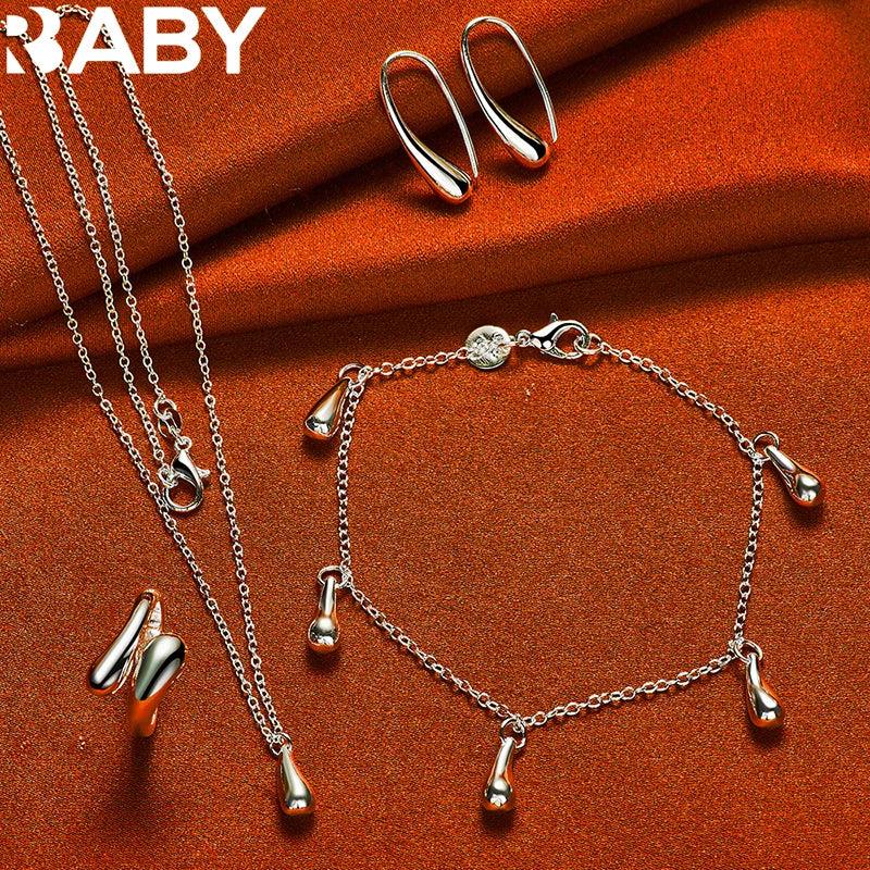 925 Silver Water Droplet Jewelry Set for Women