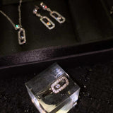 925 Silver Needle Earrings Ring Bracelet Necklace Set for Women