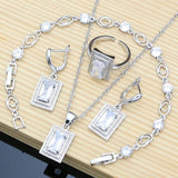 Topaz Bride Silver 925 Jewelry Sets Pink Gemstone Earrings Bracelet Ring