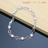 Topaz Bride Silver 925 Jewelry Sets Pink Gemstone Earrings Bracelet Ring