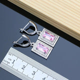 Topaz Bride Silver 925 Jewelry Sets Pink Gemstone Earrings Bracelet Ring