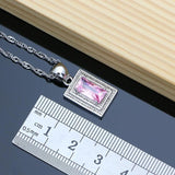 Topaz Bride Silver 925 Jewelry Sets Pink Gemstone Earrings Bracelet Ring