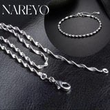 925 Sterling Silver Water-wave Chain Jewelry Set For Women