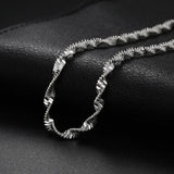 925 Sterling Silver Water-wave Chain Jewelry Set For Women