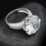 CZ Round Crystal 925 Silver Bridal Set Classic Ring Earrings Wedding Jewelry