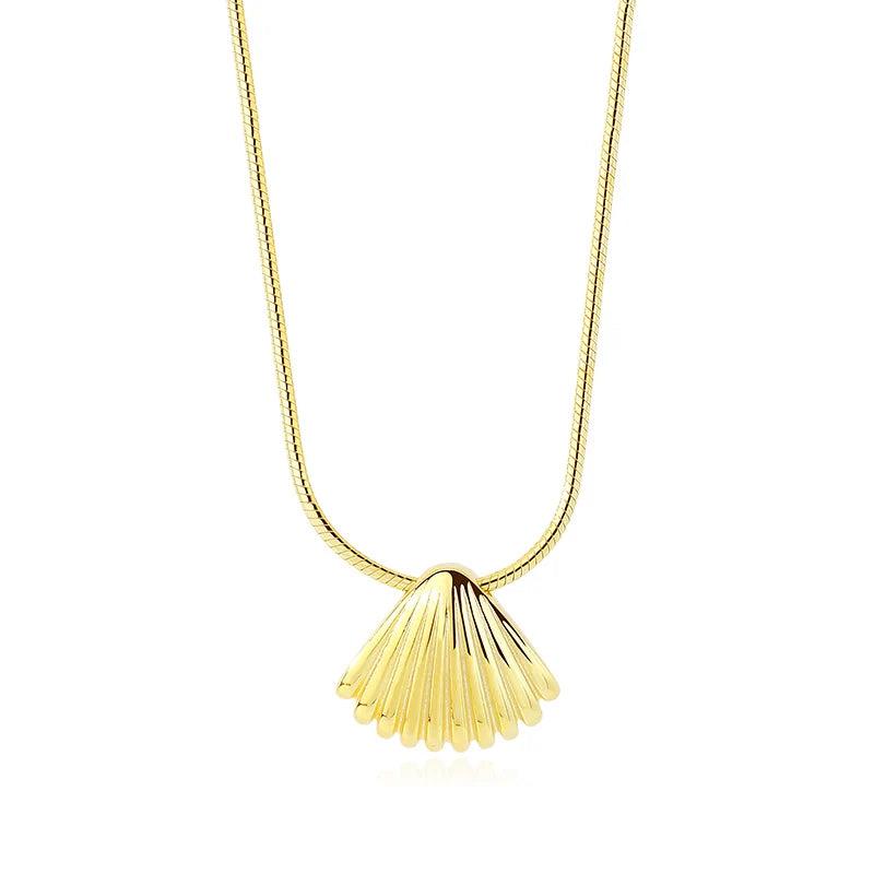 925 Silver Shell Chain Necklace Earrings Set