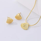 925 Silver Shell Chain Necklace Earrings Set