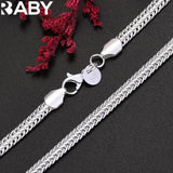 925 Silver 6MM Geometric Bracelet Necklace Set for Party Wedding