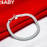 925 Silver 6MM Geometric Bracelet Necklace Set for Party Wedding