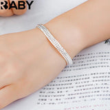 925 Silver 6MM Geometric Bracelet Necklace Set for Party Wedding